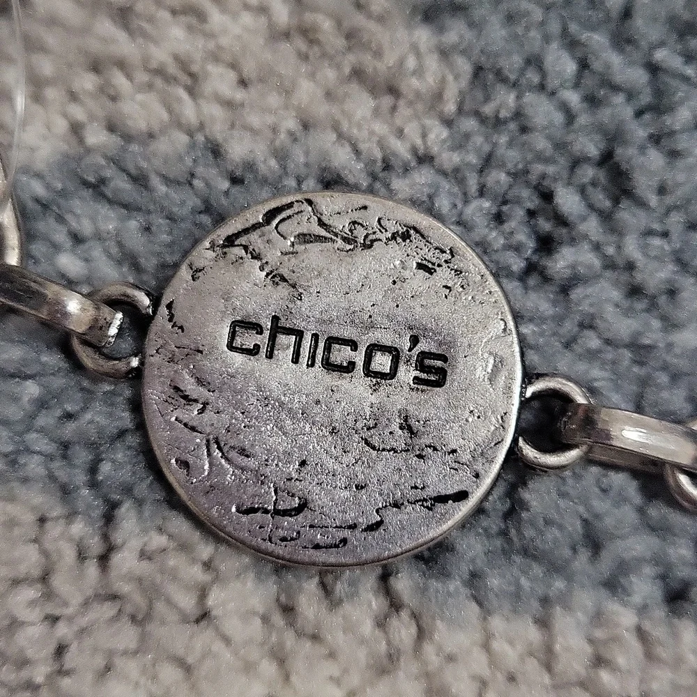 Chico's Messina Silver Metal Coin Medallion Chain Link Belt